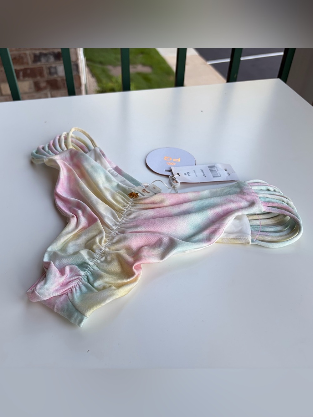 🆕🌸PQ Pastel Tie Dye Bikini Bottoms Size M Ruched Cheeky Beach Pool Vacation